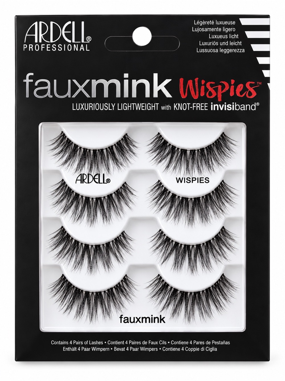 Ardell Faux Mink Wispies 4-Pack False Lashes - Black